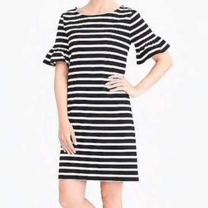 J. Crew Striped Ruffled Sleeve Dress